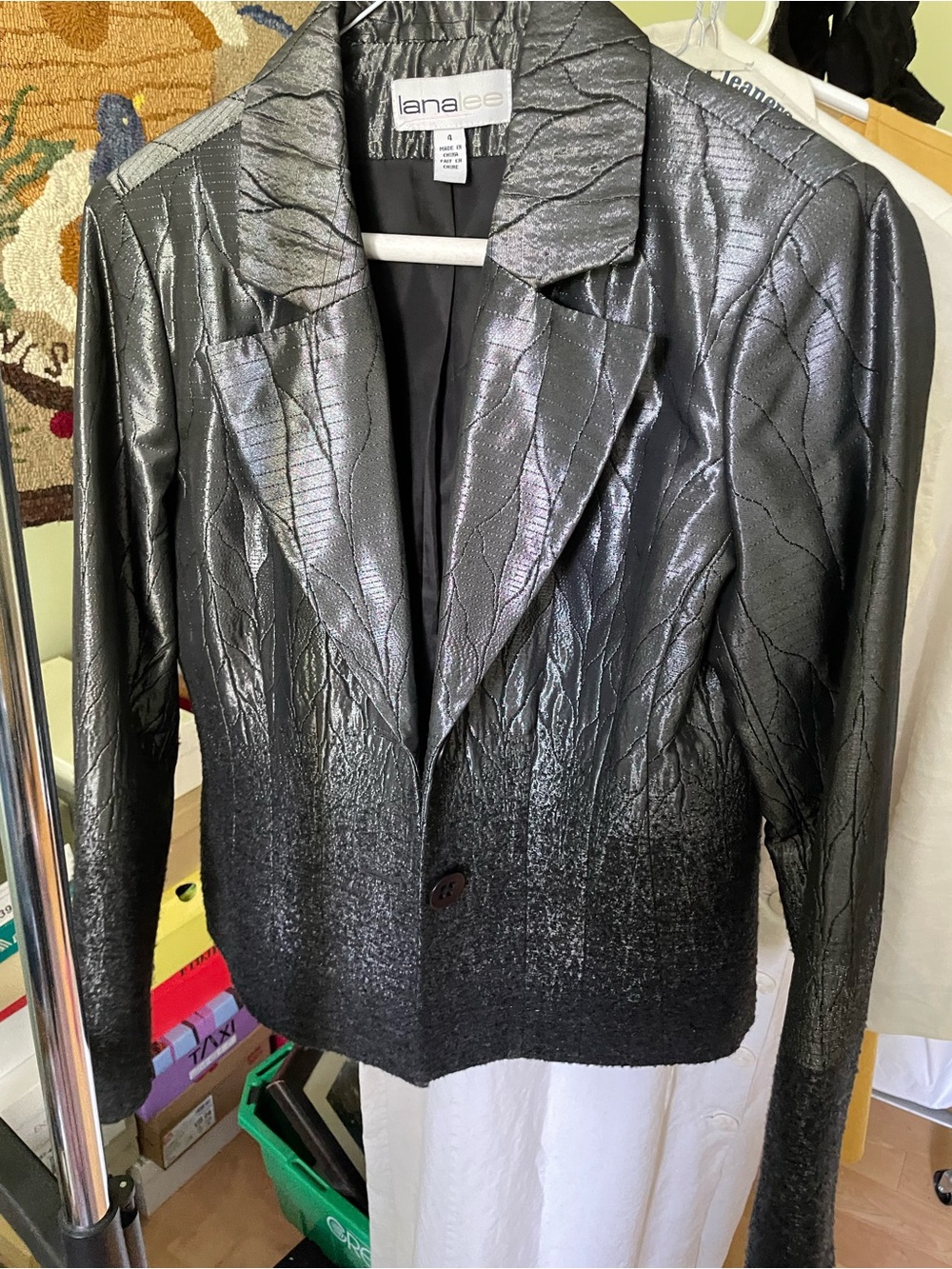 Black Textured Blazer Jacket